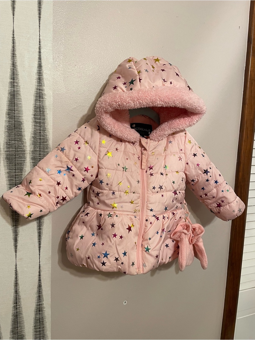 Rothschild Pink Star Quilted Hooded Jacket